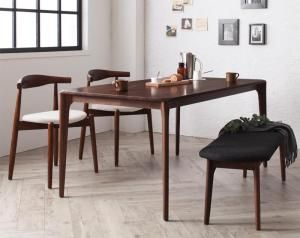 スーパSALE10倍＆4時間限定10％OFF ダイニングセット（テーブル&ベンチ チェア） 北欧デザイナーズダイニングセット 4人 4点セット(テーブル+チェア2脚+ベンチ1脚) スタッキングチェア W150