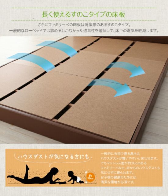 スーパSALE10倍＆4時間限定10％OFF 親子で寝られる棚・コンセント付き安全連結ベッド ポケットコイルマットレス付き ワイドK280