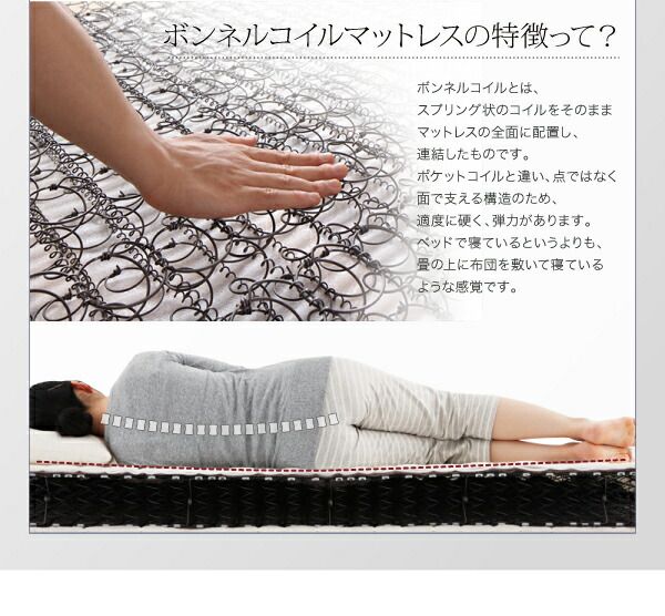 スーパSALE10倍＆4時間限定10％OFF 棚・コンセント・収納付き大型モダンデザインベッド スタンダードボンネルコイルマットレス付き ワイドK280(D×2)