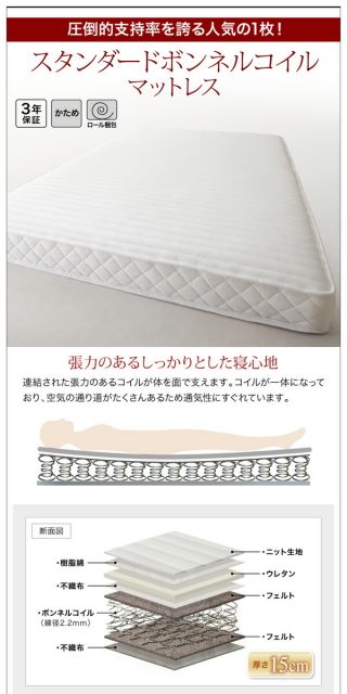 スーパSALE10倍＆4時間限定10％OFF 棚・コンセント・収納付き大型モダンデザインベッド スタンダードポケットコイルマットレス付き ワイドK200(S×2)