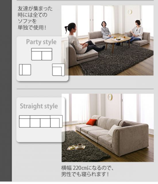 スーパSALE10倍＆4時間限定10％OFF フロアソファ カバーリングフロアコーナーソファ ハイタイプ ポケットコイル仕様 1P+2P+コーナー