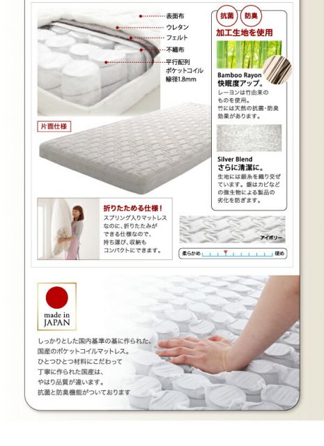 スーパSALE10倍＆4時間限定10％OFF お客様組立 棚・コンセント付きシステムロフトベッド 薄型軽量ポケットコイルマットレス付き シングル