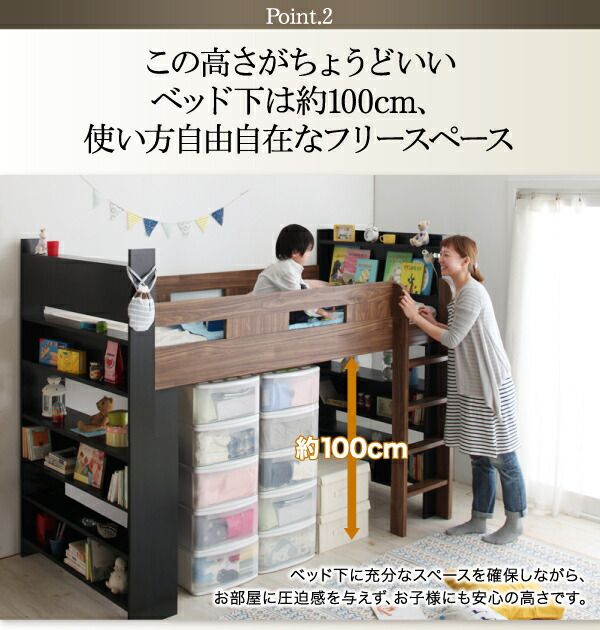 スーパSALE10倍＆4時間限定10％OFF お客様組立 棚・コンセント付きシステムロフトベッド 国産軽量ポケットコイルマットレス付き シングル