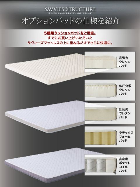 スーパSALE10倍＆4時間限定10％OFF MITAS寝具SELECT 敷き布団 マットレス 寝心地が進化する ボディーコンフォート スタックマットレス オプション 専用オプション MF 低反発ウレタンパッド シングル