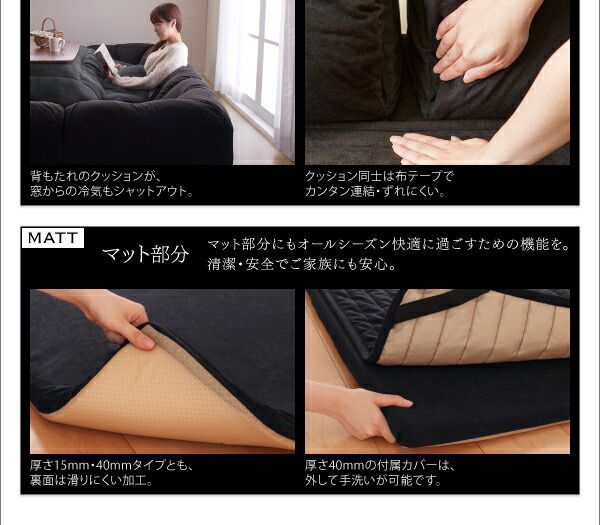 スーパSALE10倍＆4時間限定10％OFF こたつと合わせるソファ こたつに合わせるフロアコーナーソファ コの字 マット部分サイズ 190×190cm 厚さ40mm