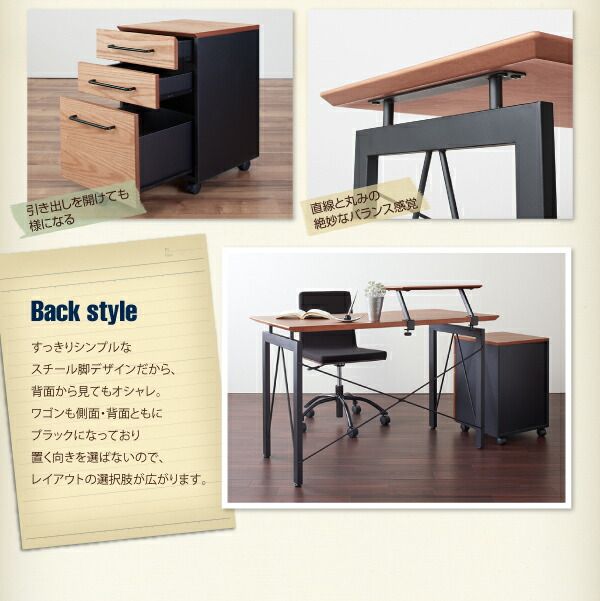 スーパSALE10倍＆4時間限定10％OFF デスク 机 チェア ワゴン セット 120 テレワーク 在宅 リモート 在宅ワーク コンパクト 省スペース パソコンデスク PCデスク 作業台 木製 ウォールナット オーク 3点セット(デスク+ワゴン+チェア) W120