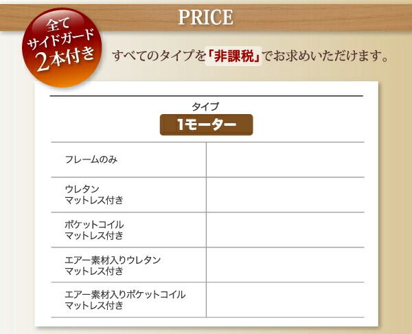お客様組立 シンプル電動ベッド ポケットコイルマットレス付き 1モーター シングル
