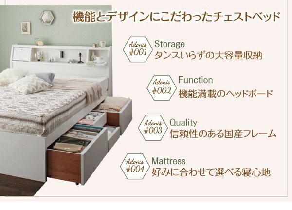スーパSALE10倍＆4時間限定10％OFF フラップ棚・照明・コンセント付多機能チェストベッド ベッドフレームのみ ダブル