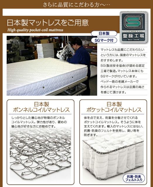 スーパSALE10倍＆4時間限定10％OFF フラップ棚・照明・コンセント付多機能チェストベッド 天然ラテックス入り国産ポケットコイルマットレス付き ダブル