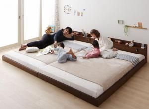スーパSALE10倍＆4時間限定10％OFF 棚・照明・コンセント付ロング丈連結ベッド ポケットコイルマットレス付き ワイドK280 ロング丈
