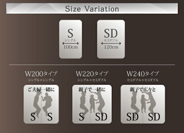 スーパSALE10倍＆4時間限定10％OFF 棚・照明・コンセント付モダンデザイン連結ベッド プレミアム国産ハードポケットコイルマットレス付き ワイドK240(SD×2)