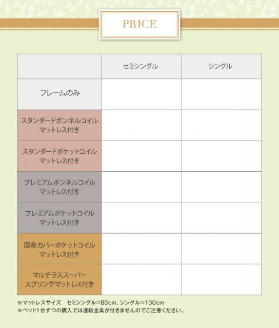 棚・コンセント付きデザインすのこベッド スタンダードボンネルコイルマットレス付き シングル