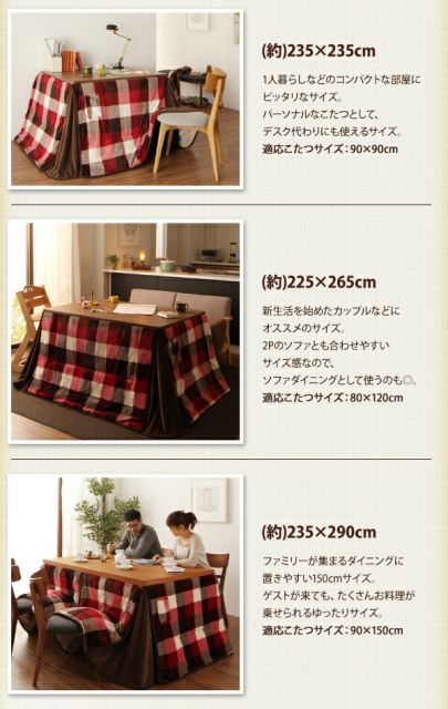 スーパSALE10倍＆4時間限定10％OFF こたつ用掛け布団 こたつ用敷き布団 チェック柄はっ水ダイニングこたつ掛け布団 正方形(90×90cm)