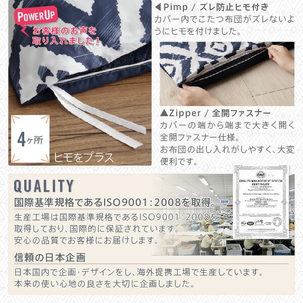 スーパSALE10倍＆4時間限定10％OFF こたつ布団セット お得なセットが選べるザブザブ洗える幾何柄カバー＆防ダニこたつ布団 掛布団&敷布団2点セット(カバーは別売) 5尺長方形(90×150cm)天板対応