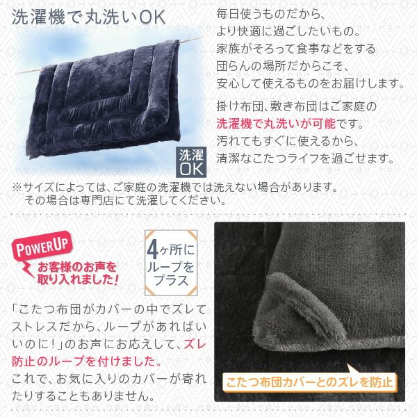 スーパSALE10倍＆4時間限定10％OFF こたつ布団セット お得なセットが選べるザブザブ洗える幾何柄カバー＆防ダニこたつ布団 掛布団&敷布団2点セット(カバーは別売) 5尺長方形(90×150cm)天板対応