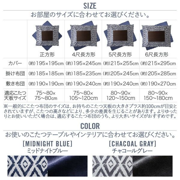 スーパSALE10倍＆4時間限定10％OFF こたつ布団セット お得なセットが選べるザブザブ洗える幾何柄カバー＆防ダニこたつ布団 掛布団&敷布団2点セット(カバーは別売) 5尺長方形(90×150cm)天板対応