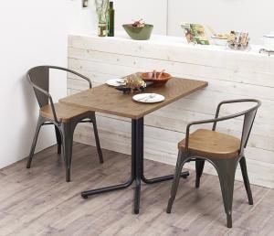 スーパSALE10倍＆4時間限定10％OFF ダイニングセット（テーブル＆チェア） ヴィンテージカフェスタイルソファダイニング 2人 3点セット(テーブル+チェア2脚) アームチェア W100