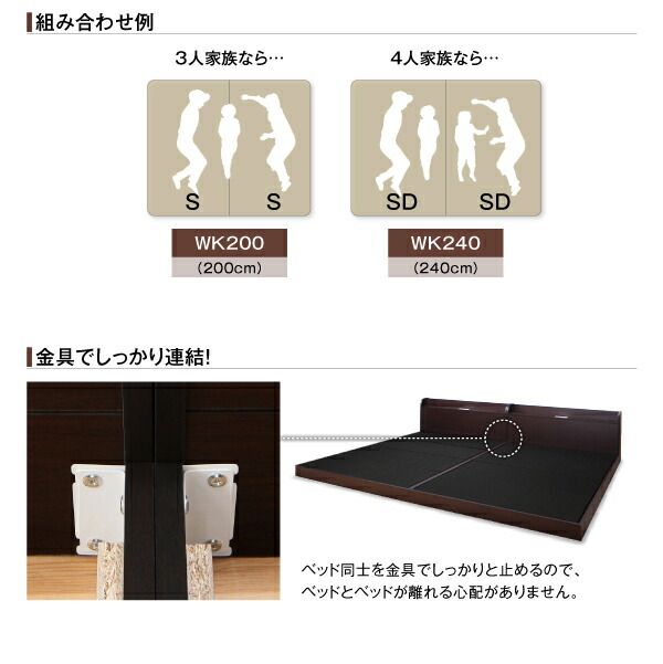 スーパSALE10倍＆4時間限定10％OFF 布団が使えるデザインローベッド スタンダードポケットコイルマットレス付き ワイドK240(SD×2)