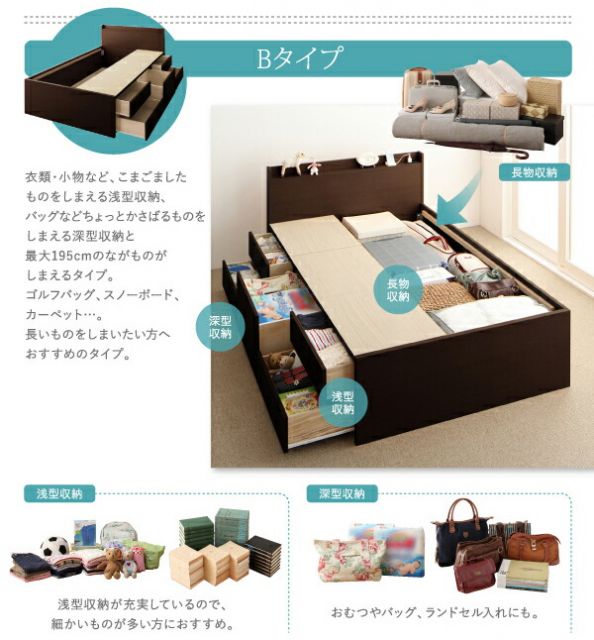 スーパSALE10倍＆4時間限定10％OFF お客様組立 大容量収納ファミリーチェストベッド ベッドフレームのみ A+C ワイドK240(SD×2)