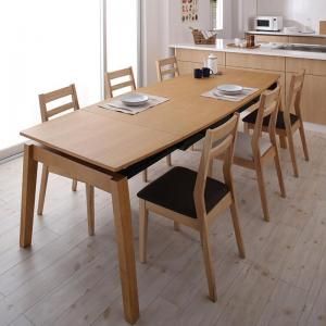 スーパSALE10倍＆4時間限定10％OFF 天然木オーク材 スライド伸縮式ダイニングセット 6人 7点セット(テーブル+チェア6脚) W140-240