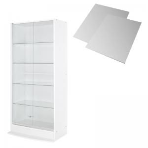 スーパSALE10倍＆4時間限定10％OFF 壁面収納 LED付きコレクションラック ワイド 本体 引き戸タイプ 背面ミラー2枚セット 奥行39