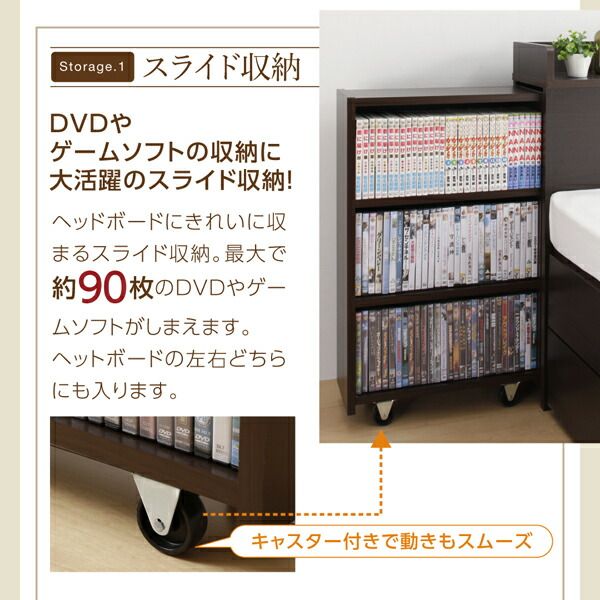 スーパSALE10倍＆4時間限定10％OFF ベッド 収納付きベッド マットレス付き 収納 収納付 収納ベッド コンセント付 大容量 収納ボックス 引き出し キャスター付き 収納家具 本棚 薄型プレミアムボンネルコイルマットレス付 ダブル レギュラー丈