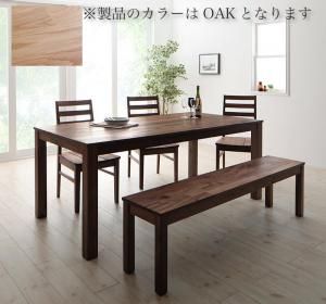 スーパSALE10倍＆4時間限定10％OFF ダイニングセット（テーブル&ベンチ チェア） 総無垢材ワイドダイニング 5人 5点セット(テーブル+チェア3脚+ベンチ1脚) オーク 板座 W180