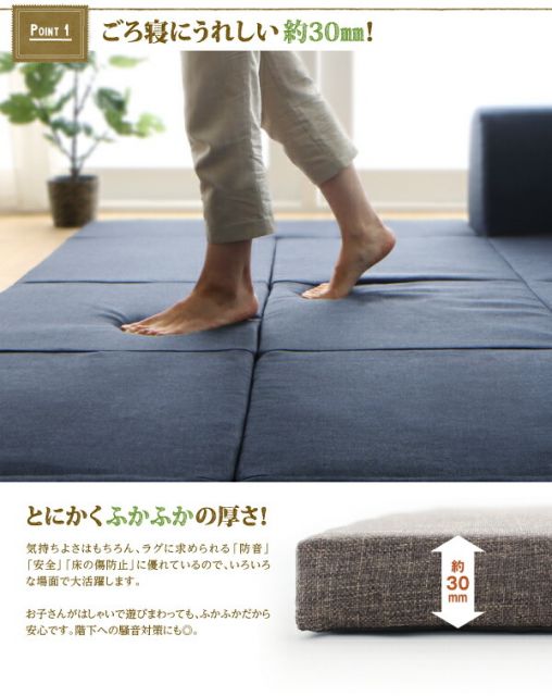 スーパSALE10倍＆4時間限定10％OFF 年中清潔 フロアソファになる洗えるクッションラグ 大 250×174cm