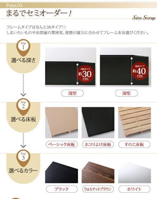 スーパSALE10倍＆4時間限定10％OFF 大容量収納庫付きベッド ベッドフレームのみ 深型 ホコリよけ床板 シングル