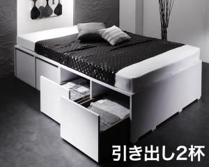 スーパSALE10倍＆4時間限定10％OFF 衣装ケースも入る大容量デザイン収納ベッド 薄型プレミアムボンネルコイルマットレス付き 引出し2杯 セミダブル