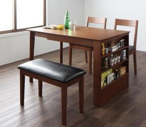 スーパSALE10倍＆4時間限定10％OFF ダイニングテーブル 伸縮 収納ラック付 伸縮ダイニングシリーズ 北欧ヴィンテージテイスト ダイニングテーブル単品 W90-120