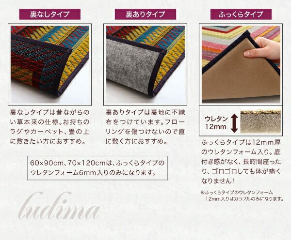 スーパSALE10倍＆4時間限定10％OFF 自然素材ラグ 純国産ラインデザインい草ラグ 裏地なし 140×200cm