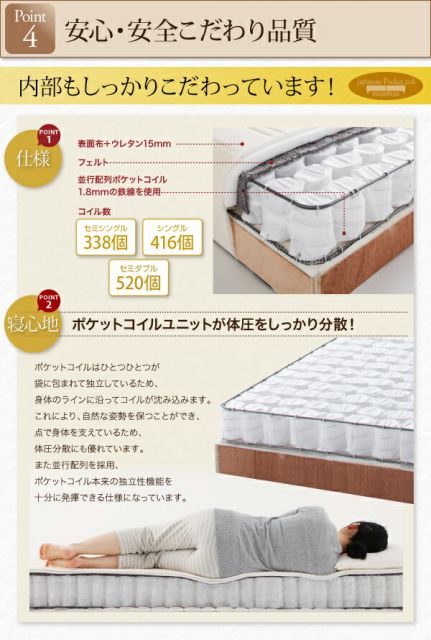 スーパSALE10倍＆4時間限定10％OFF ショート丈分割式 脚付きマットレスベッド 国産ポケット 専用別売品 引き出し2杯セット