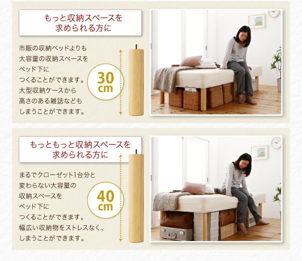 スーパSALE10倍＆4時間限定10％OFF ショート丈分割式 脚付きマットレスベッド 国産ポケット マットレスベッド セミダブル ショート丈 脚22cm