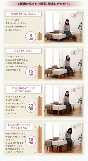 スーパSALE10倍＆4時間限定10％OFF MITAS寝具SELECT ショート丈分割式 脚付きマットレスベッド ボンネル マットレスベッド お買い得ベッドパッド・シーツは別売り セミダブル ショート丈 脚15cm