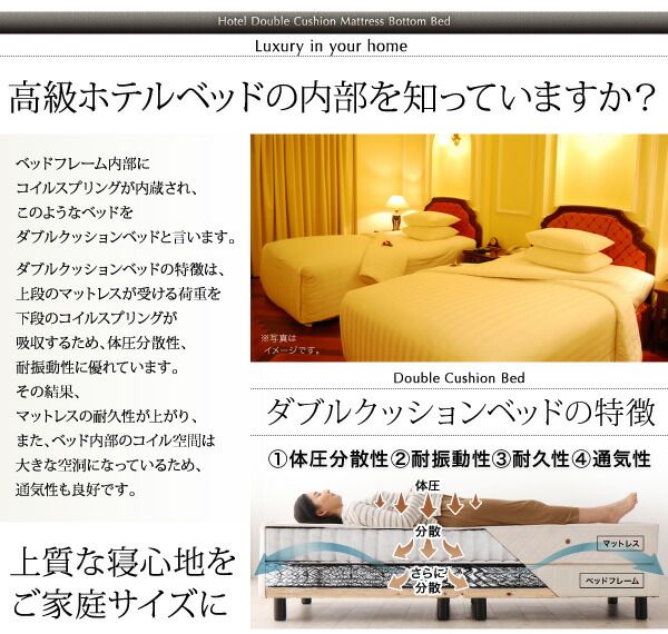 スーパSALE10倍＆4時間限定10％OFF 搬入・組立・簡単 寝心地が選べる ホテルダブルクッション 脚付きマットレスボトムベッド ベッドフレームのみ セミダブル
