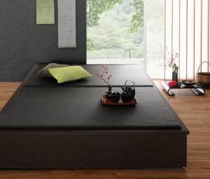 スーパSALE10倍＆4時間限定10％OFF お客様組立 美草・日本製 小上がりにもなるモダンデザイン畳収納ベッド ワイド 40mm厚 シングル