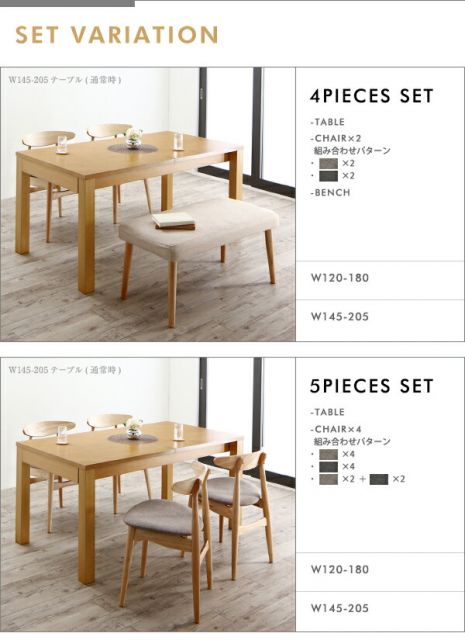 スーパSALE10倍＆4時間限定10％OFF ダイニングテーブル 最大205cm 3段階伸縮 ワイドサイズデザインダイニングシリーズ ダイニングテーブル単品 W145-205