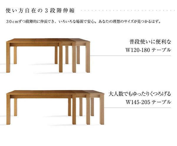 スーパSALE10倍＆4時間限定10％OFF 最大205cm 3段階伸縮 ワイドサイズデザイン ダイニング 6人 7点セット(テーブル+チェア6脚) W120-180