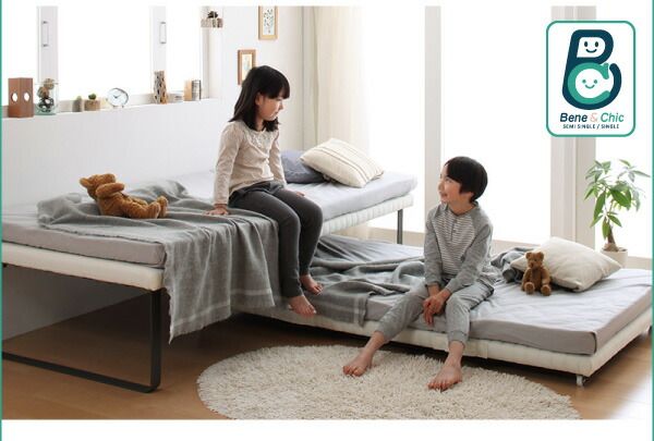スーパSALE10倍＆4時間限定10％OFF 親子ベッド 薄型軽量ポケットコイルマットレス付き 下段ベッド シングル ショート丈