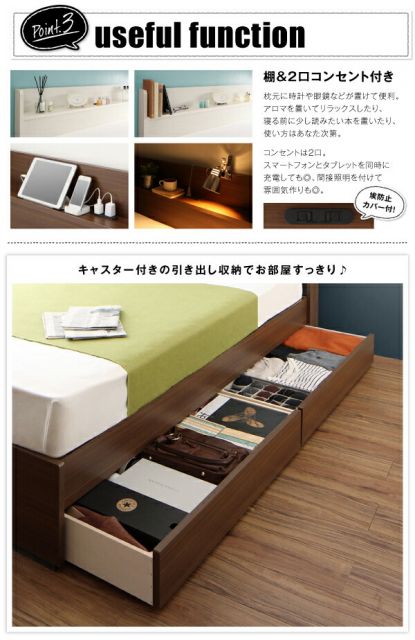 スーパSALE10倍＆4時間限定10％OFF 工具いらずの組み立て・分解簡単収納ベッド ベッドフレームのみ ダブル