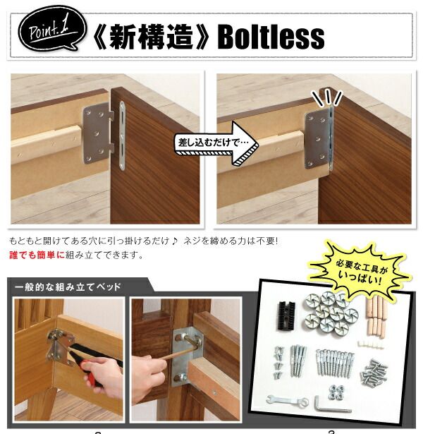 スーパSALE10倍＆4時間限定10％OFF 工具いらずの組み立て・分解簡単収納ベッド ベッドフレームのみ ダブル