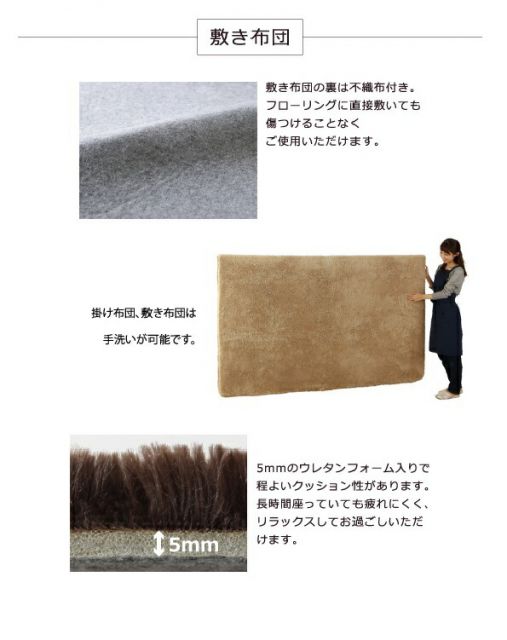 スーパSALE10倍＆4時間限定10％OFF こたつ布団セット ラビットファータッチ 省スペースこたつ布団 掛布団&敷布団2点セット 正方形(75×75cm)天板対応