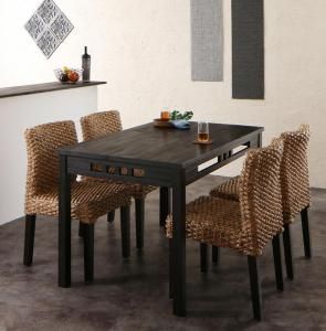 スーパSALE10倍＆4時間限定10％OFF ダイニングセット アジアンモダンダイニングセット 4人 5点セット(テーブル+チェア4脚) W120