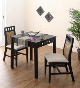 スーパSALE10倍＆4時間限定10％OFF ダイニングセット アジアンモダンダイニングセット 2人 3点セット(テーブル+チェア2脚) W76
