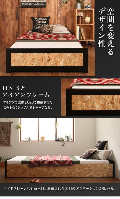 ヴィンテージデザインＯＳＢすのこベッド ラック オープンラック