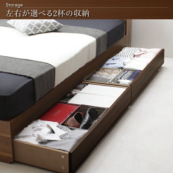 スーパSALE10倍＆4時間限定10％OFF 棚・コンセント付き収納ベッド トッパー付きスタンダードボンネルコイルマットレス付き ダブル