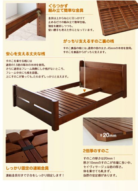 スーパSALE10倍＆4時間限定10％OFF 家族の成長に合わせて高さ調節できる頑丈すのこファミリーベッド スタンダードボンネルコイルマットレス付き ワイドK220