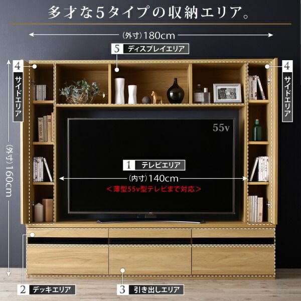 スーパSALE10倍＆4時間限定10％OFF テレビ台 ハイタイプ テレビ 壁面収納 棚 ハイタイプテレビ台 テレビボード 収納 おしゃれ 55インチ 大型 AVラック ディスプレイ 可動棚 55型 50型 50インチ タップ おしゃれ