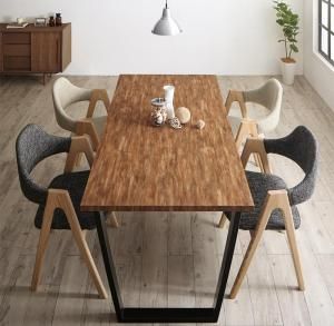 スーパSALE10倍＆4時間限定10％OFF ダイニングセット（テーブル&チェア） 古木風×スチール脚ナチュラルモダンデザインダイニング 4人 5点セット(テーブル+チェア4脚) NA W150